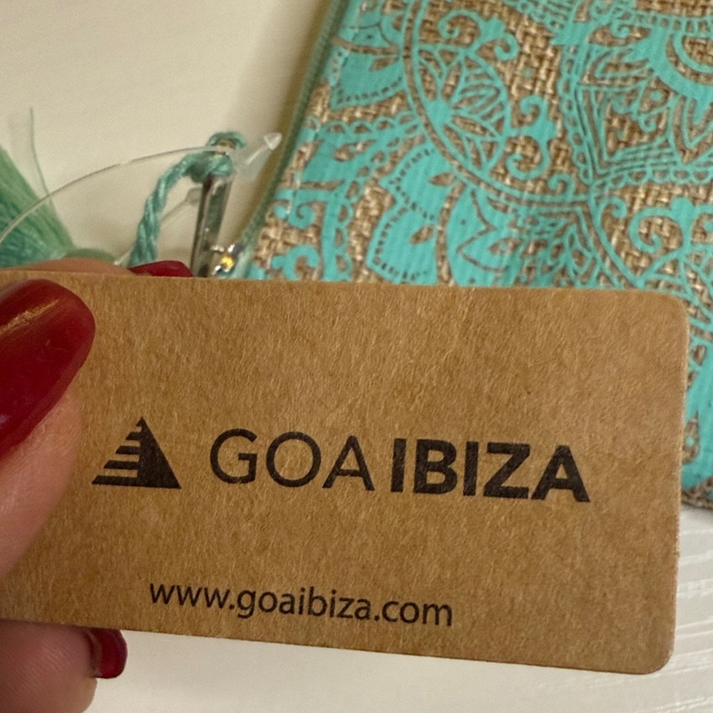 Goa Ibiza Turquoise and Tan Canvas pouch With Mandala Pattern - Picture 8 of 8